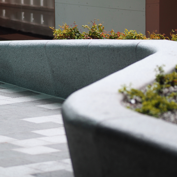 Natural Stone Planters curved urban city street garden