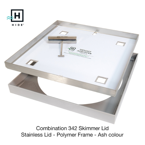 Combination Skimmer Lid 342mm Ash Polymer and Stainless steel