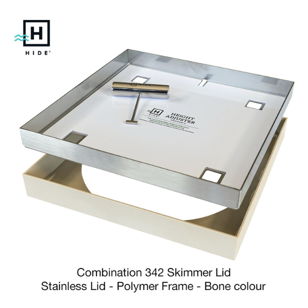 Combination Skimmer Lid 342mm Bone Polymer and Stainless steel