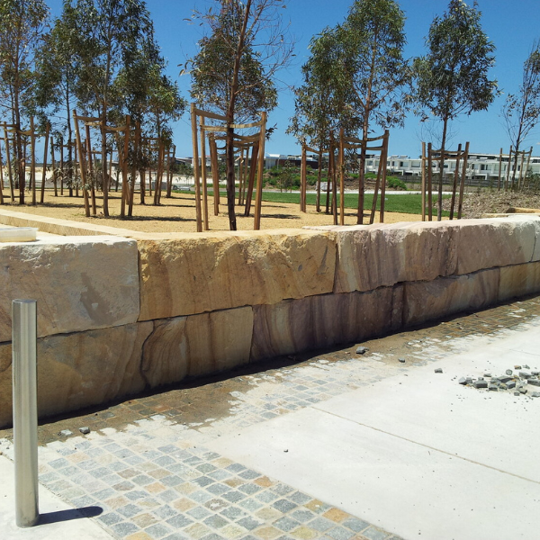 sandstone blocks retaining walls