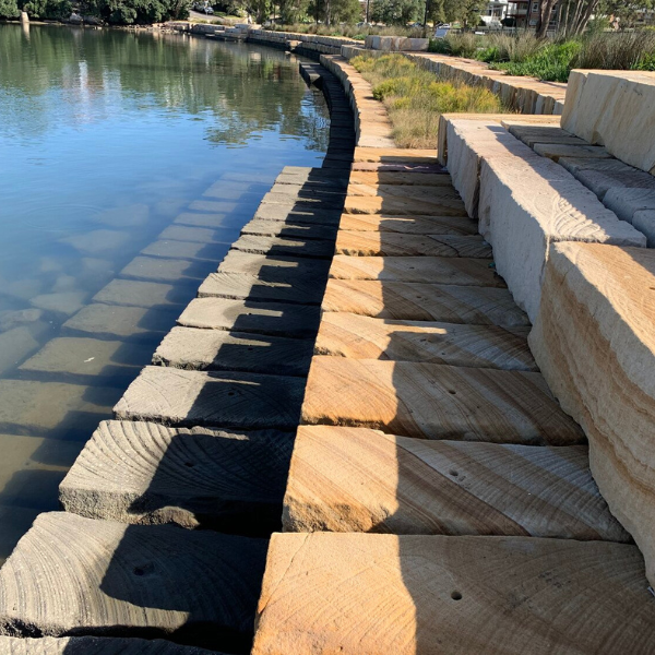 sandstone blocks retaining walls