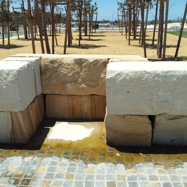 sandstone blocks retaining walls